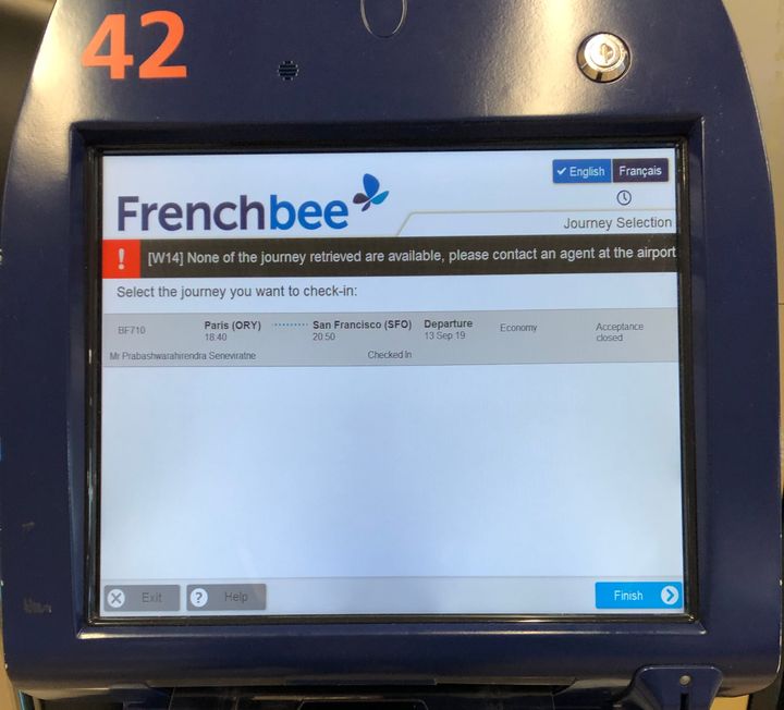 Missing the flight to San Francisco Terminal showing missed flight