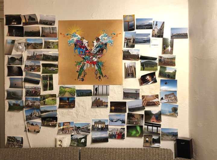 Wall with photos from my travels