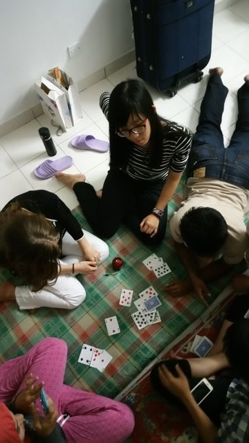 Playing cards on the floor