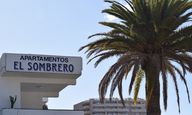 Apartmentos el sombereo with palm tree next to it