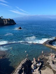 Natural dark rock pool in Los gigantes