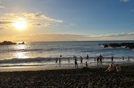 Playa de la arena beach during sunset