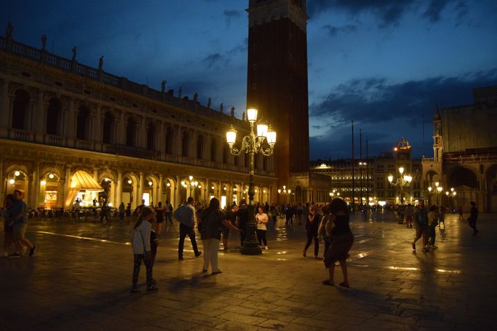 Venice square at night