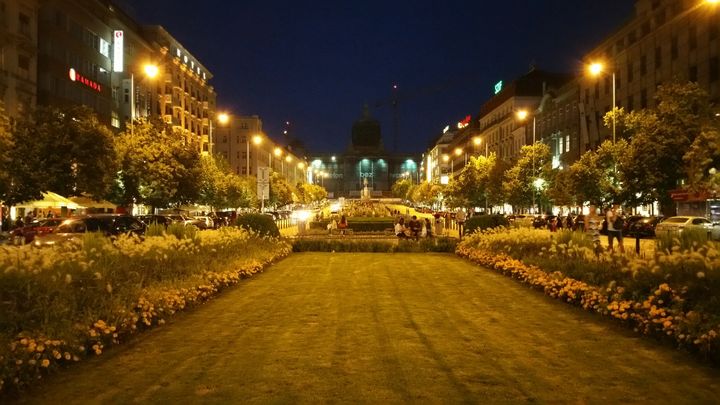 Alone Wenceslas square at night