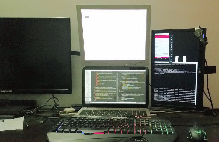 Working on app on my multi monitor setup
